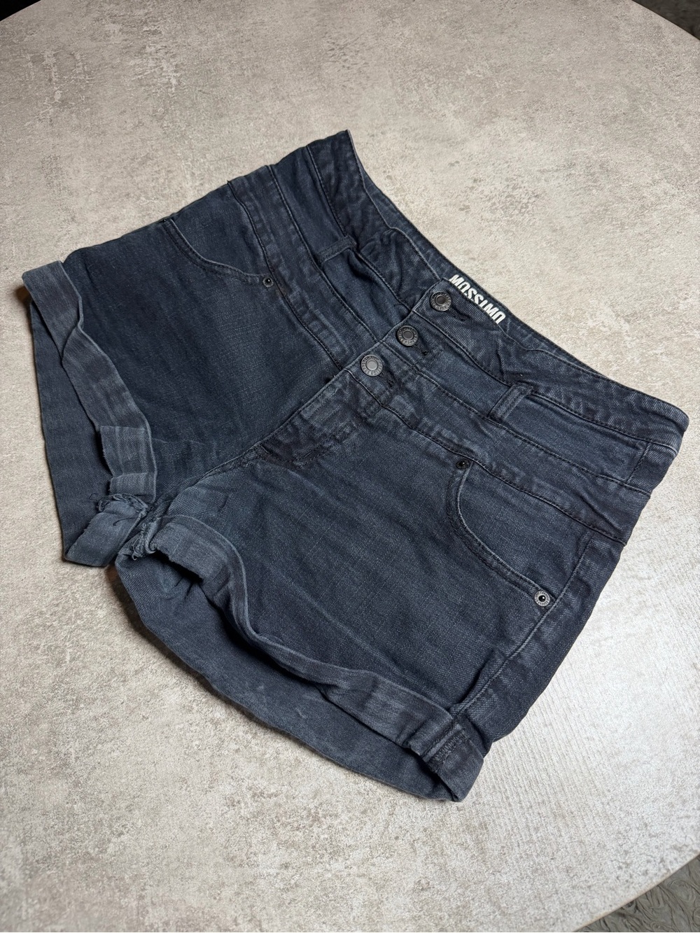Mossimo Supply Co. Dark Indigo High-Waist Roll-Cuff Denim Shorts